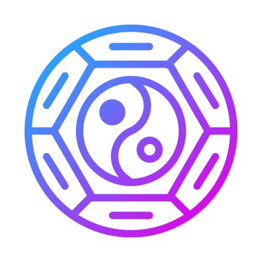 Yin yang duocolor purple style illustration icon chinese new year perfect. Icon sign from modern collection for web. Nice design perfect.