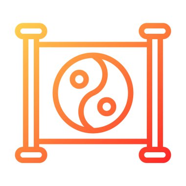 Yin yang duocolor red style illustration icon chinese new year perfect. Icon sign from modern collection for web. Nice design perfect.