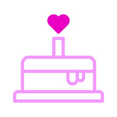 cake icon dualtone pink style valentine vector illustration perfect. Icon sign from modern collection for web. Nice design perfect.