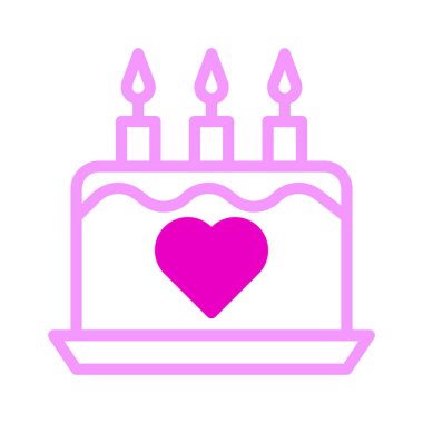 cake icon dualtone pink style valentine vector illustration perfect. Icon sign from modern collection for web. Nice design perfect.