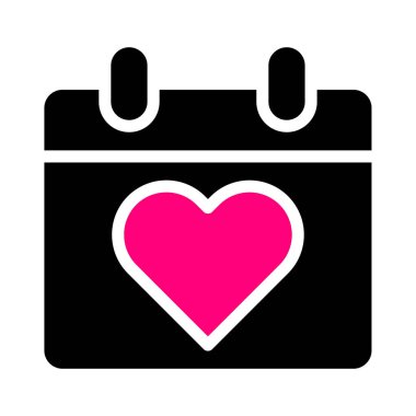 calendar icon solid black pink style valentine vector illustration perfect. Icon sign from modern collection for web. Nice design perfect.
