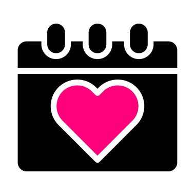 calendar icon solid black pink style valentine vector illustration perfect. Icon sign from modern collection for web. Nice design perfect.