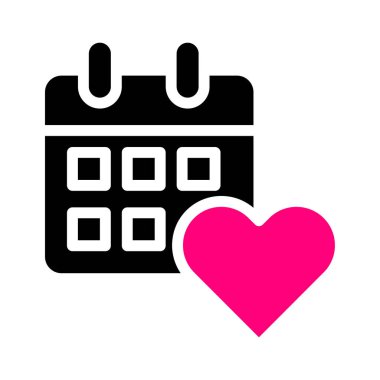 calendar icon solid black pink style valentine vector illustration perfect. Icon sign from modern collection for web. Nice design perfect.