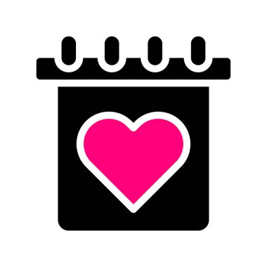 calendar icon solid black pink style valentine vector illustration perfect. Icon sign from modern collection for web. Nice design perfect.
