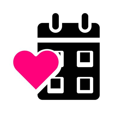 calendar icon solid black pink style valentine vector illustration perfect. Icon sign from modern collection for web. Nice design perfect.