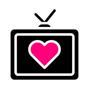 tv icon solid black pink style valentine vector illustration perfect. Icon sign from modern collection for web. Nice design perfect.