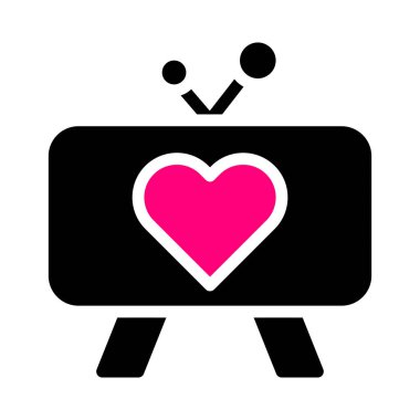 tv icon solid black pink style valentine vector illustration perfect. Icon sign from modern collection for web. Nice design perfect.