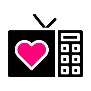 tv icon solid black pink style valentine vector illustration perfect. Icon sign from modern collection for web. Nice design perfect.