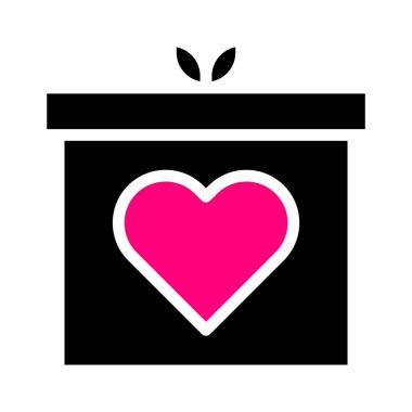 gift icon solid black pink style valentine vector illustration perfect. Icon sign from modern collection for web. Nice design perfect.