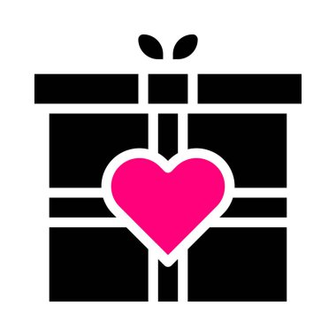 gift icon solid black pink style valentine vector illustration perfect. Icon sign from modern collection for web. Nice design perfect.