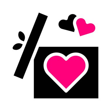 gift icon solid black pink style valentine vector illustration perfect. Icon sign from modern collection for web. Nice design perfect.
