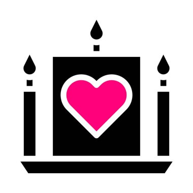 candle icon solid black pink style valentine vector illustration perfect. Icon sign from modern collection for web. Nice design perfect.