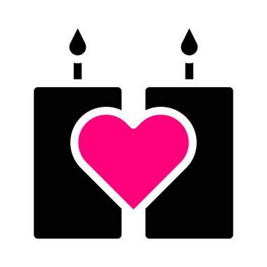 candle icon solid black pink style valentine vector illustration perfect. Icon sign from modern collection for web. Nice design perfect.
