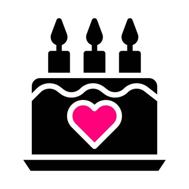 cake icon solid black pink style valentine vector illustration perfect. Icon sign from modern collection for web. Nice design perfect.
