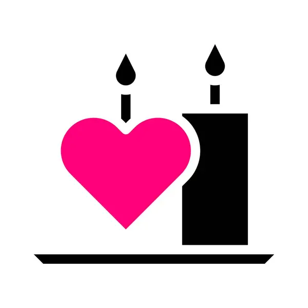 Значок Свічки Суцільний Чорно Рожевий Стиль Валентин Векторні Ілюстрації Ідеально — стоковий вектор