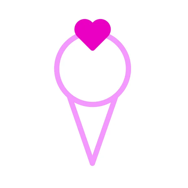 Ice Cream Icon Duotone Pink Style Valentine Illustration Vector Element — Stockvektor