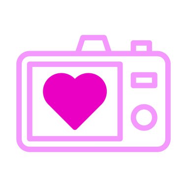camera icon duotone pink style valentine illustration vector element and symbol perfect. Icon sign from modern collection for web. Nice design perfect.
