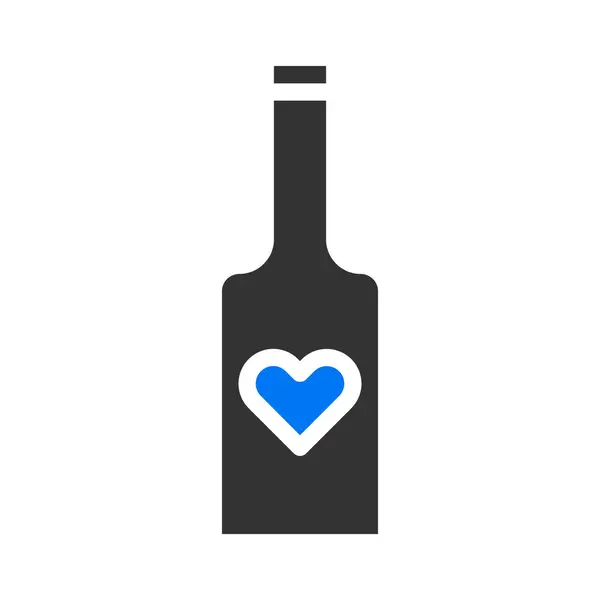 Wine Icon Solid Blue Grey Style Valentine Illustration Vector Element - Stok Vektor