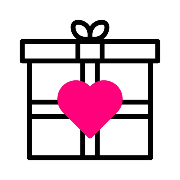 Gift Icon Duotone Black Pink Style Valentine Illustration Vector Element — Stockový vektor