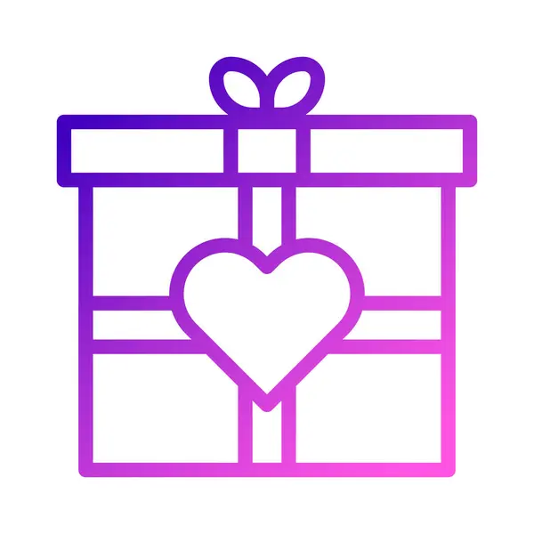 Gift Icon Gradient Purple Pink Style Valentine Illustration Vector Element — Stockový vektor