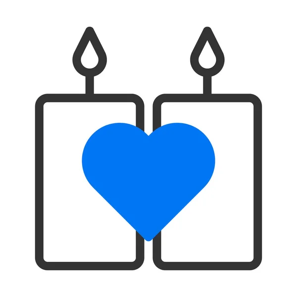 キャンドルアイコンDuotune青バレンタインイラストベクトル要素とシンボル完璧です ウェブのための現代的なコレクションからのアイコンサイン — ストックベクタ