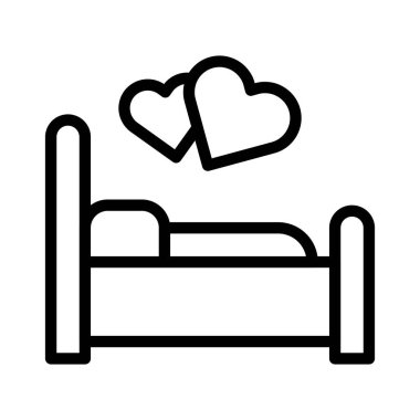 bed icon outline style valentine illustration vector element and symbol perfect. Icon sign from modern collection for web.