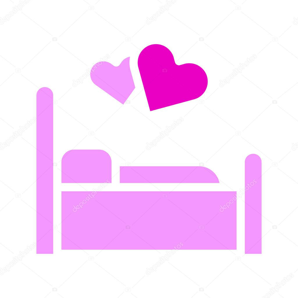 Bed icon solid pink style valentine illustration vector element and symbol perfect. Icon sign from modern collection for web.