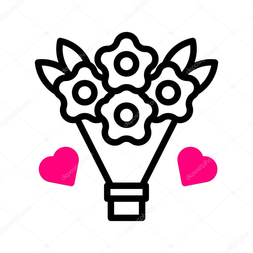 Bouquet icon duotone red style valentine illustration vector element and symbol perfect. Icon sign from modern collection for web.