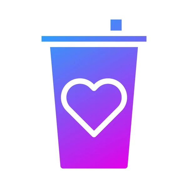 Cup Icon Solid Gradient Style Valentine Illustration Vector Element Symbol — Stok Vektör