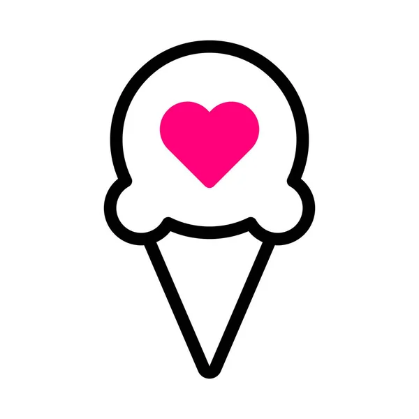 Ice Cream Icon Duotone Red Black Style Valentine Illustration Vector — Stockvektor