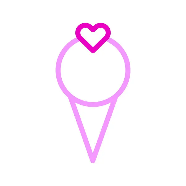 Ice Cream Icon Duocolor Pink Style Valentine Illustration Vector Element — Stockvektor