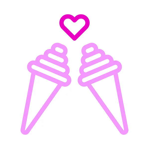 Ice Cream Icon Duocolor Pink Style Valentine Illustration Vector Element — Stockvektor