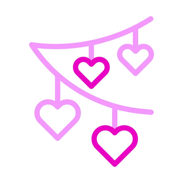 Dekoracja Ikona Duocolor Różowy Styl Walentynki Ilustracja Wektor Element Symbol — Wektor stockowy