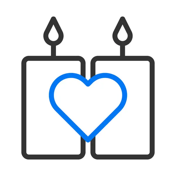 Candle Icon Blue Grey Style Valentine Illustration Vector Element Symbol — Image vectorielle