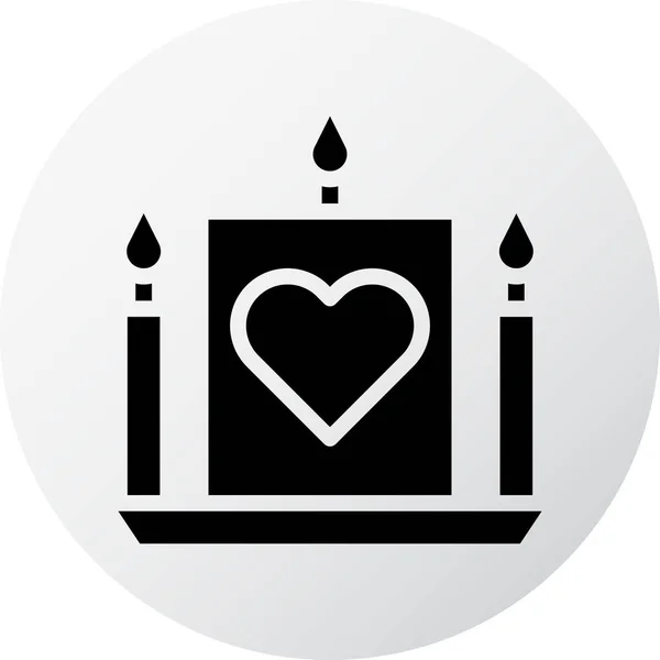 Candle Icon Filled Black White Valentine Illustration Vector Element Symbol — Stock vektor