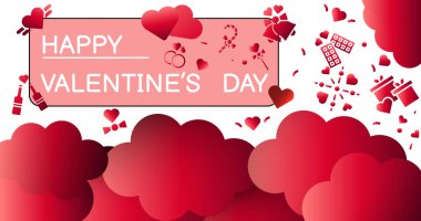 Valentines day background for social media template and banner red color Illustration gradient style