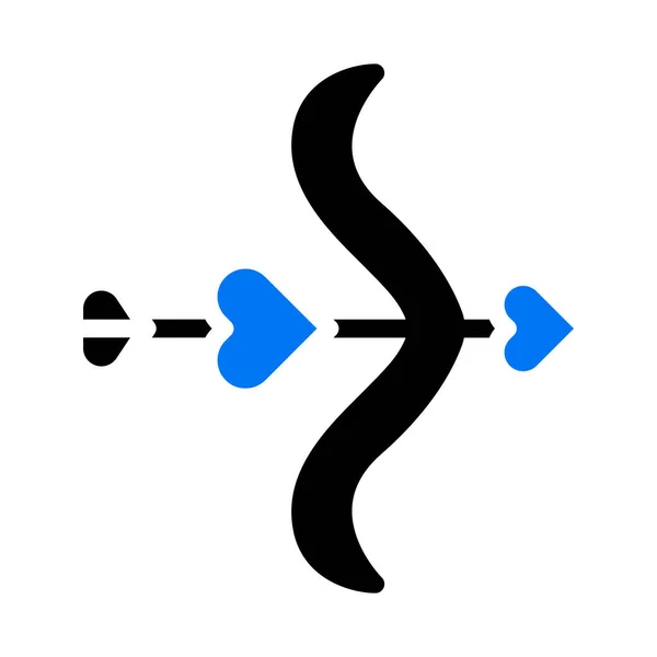Šipka Ikona Plná Modrá Černá Valentine Ilustrační Vektorový Prvek Symbol — Stockový vektor