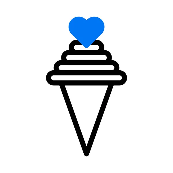 Ice Cream Icon Duotone Blue Style Valentine Illustration Vector Element — Stockvektor