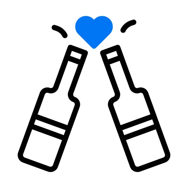 Wine Icon Duotone Blue Style Valentine Illustration Vector Element Symbol - Stok Vektor