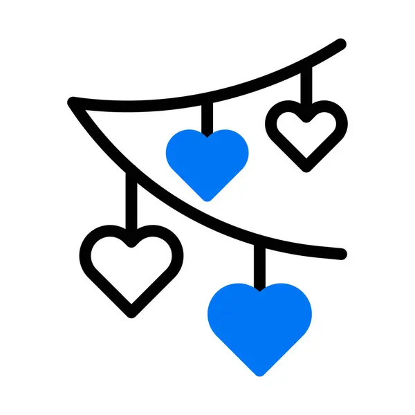 Decoration Icon Duotone Blue Style Valentine Illustration Vector Element Symbol — Stockvector