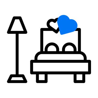 bed icon duotone blue style valentine illustration vector element and symbol perfect. Icon sign from modern collection for web.