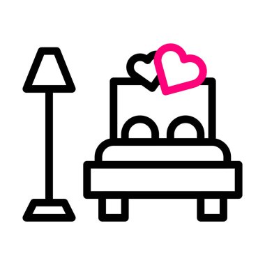 bed icon duocolor pink style valentine illustration vector element and symbol perfect. Icon sign from modern collection for web.