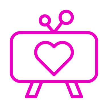 tv icon outline pink style valentine illustration vector element and symbol perfect. Icon sign from modern collection for web.