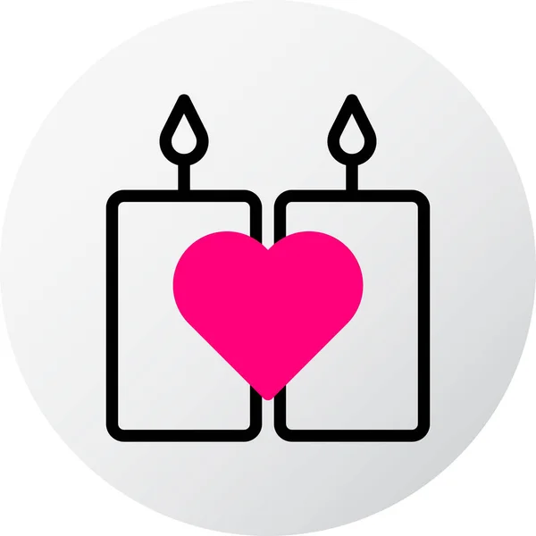 Candle Icon Filled Red Style Valentine Illustration Vector Element Symbol — ストックベクタ