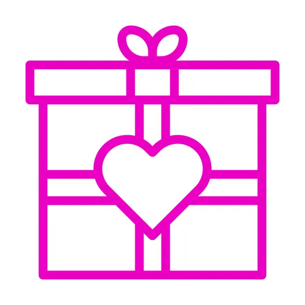 Gift Icon Outline Pink Style Valentine Illustration Vector Element Symbol — Stockový vektor