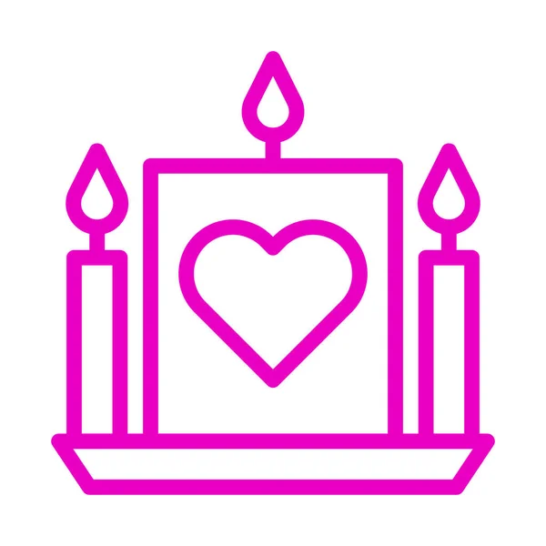 Candle Icon Outline Pink Style Valentine Illustration Vector Element Symbol — ストックベクタ