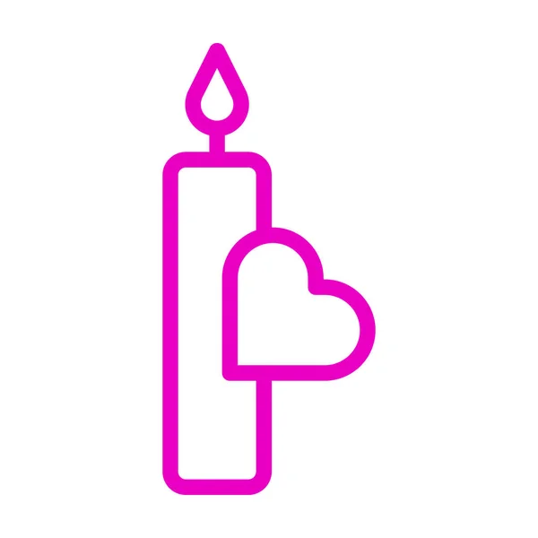 Candle Icon Outline Pink Style Valentine Illustration Vector Element Symbol — Image vectorielle
