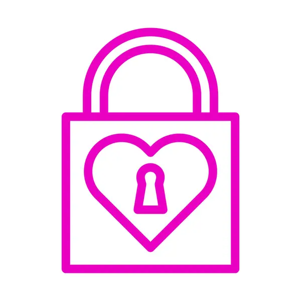 Padlock Icon Outline Pink Style Valentine Illustration Vector Element Symbol — Stockvektor