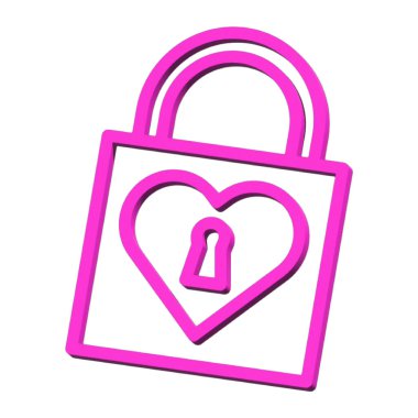 Padlock 3D symbol valentine isolated on white background Photo illustration element sign from modern collection 3D style nice design perfect