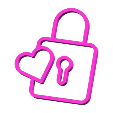 Padlock 3D symbol valentine isolated on white background Photo illustration element sign from modern collection 3D style nice design perfect